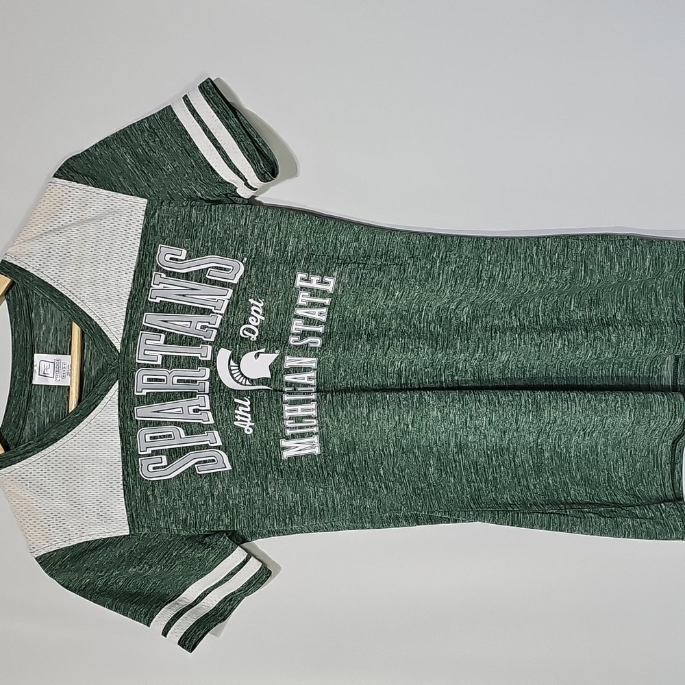 MSU Michigan State Spartans T-shirt Green White Women's Size M